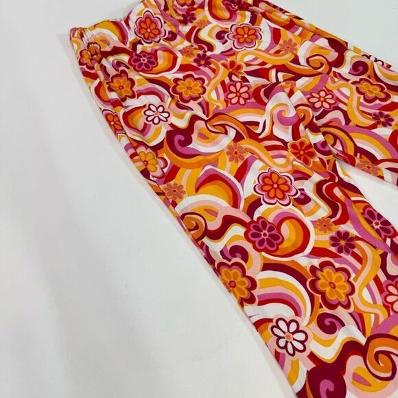 Derek Heart Pants Women Medium Abstract Floral Pattern Mid-Rise Flare 70s hippie - Picture 2 of 9